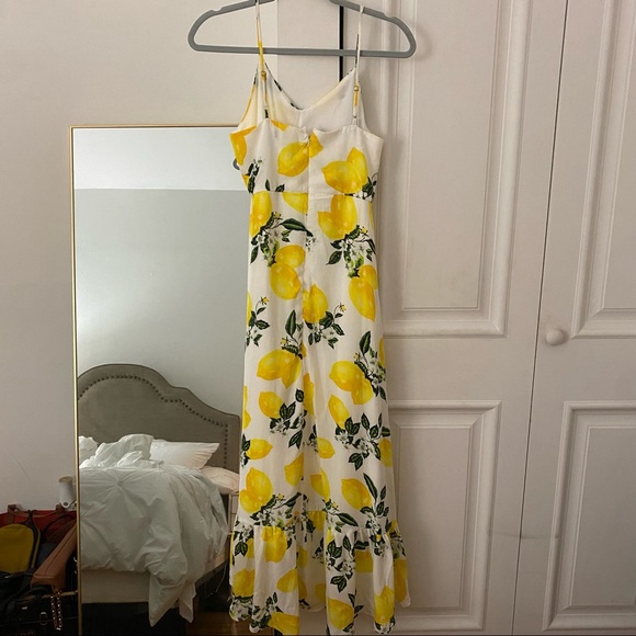 Lulus Afternoon Air Yellow Lemon Print High-Low Midi Dress - Picture 8 of 9